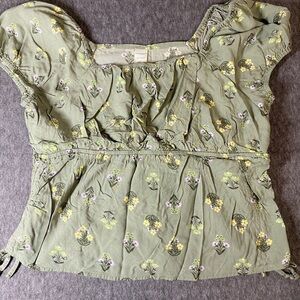 Green Floral Women's Blouse